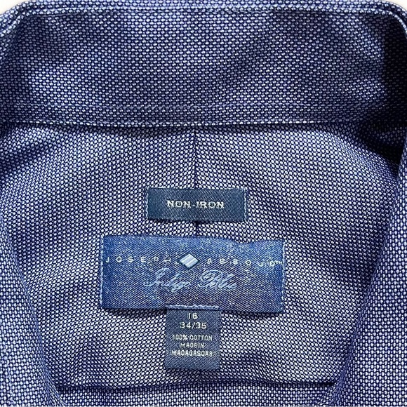 Joseph Abboud Mens No Iron Blue Long Sleeve Buttondown Shirt - Picture 4 of 6